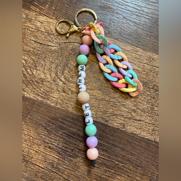 •Handmade• Let Them : Beaded/chain Key Chain NEW - Picture 1 of 3